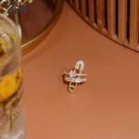 Élégante bague ajustable plaquée or 14 carats avec zircone cubique, design ouvert tendance, bijoux de mode pour femmes
