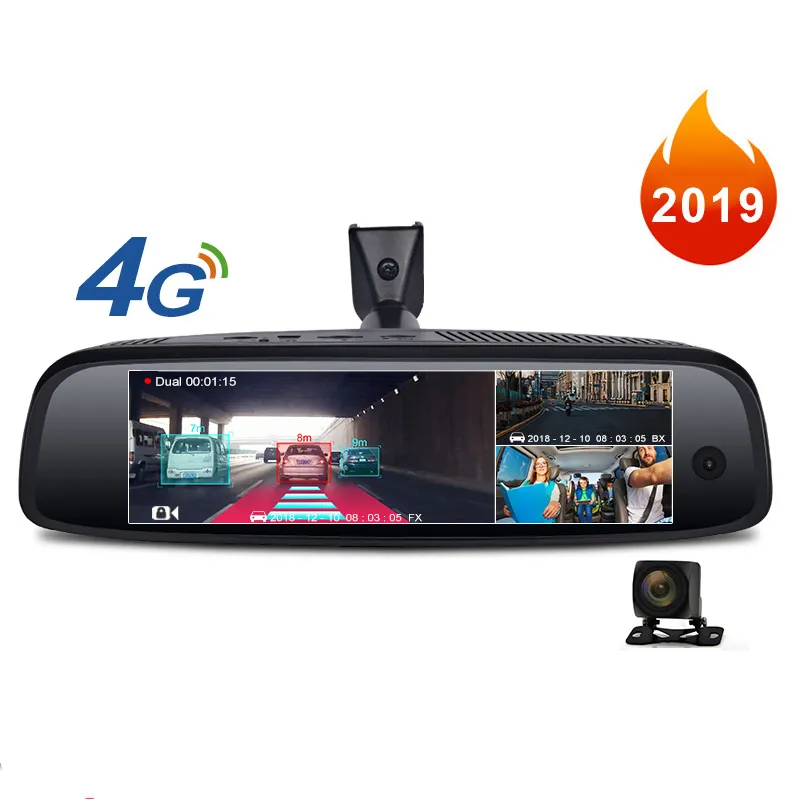 2019 New 2+32GB 3-CH Car DVR ADAS 4G Android Rearview Mirror FHD 1080P Special Bracket Auto DashCam Camera For Taxi