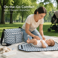 Nouveau Sac à couches imperméable en néoprène gris et blanc rayé de 3 mm d'épaisseur, taille personnalisée, pour adultes et bébés, avec matelas à langer intégré, vente en gros, marque de premier choix