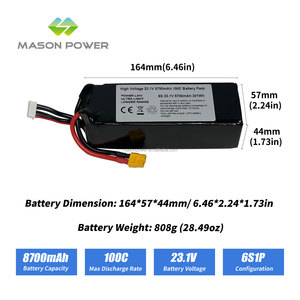 Lipo Battery 23.1V 8700mAh 6S1P 100C Ultra High Voltage 808g for FPV Racing and Professional Aerial Drone - Product Image 2