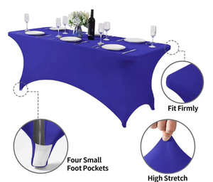 Khăn trải bàn dùng được nhiều lần, bền, tùy chỉnh quảng cáo, dùng cho đám cưới, kích thước 4/6/8ft, chất liệu polyester co giãn, phù hợp với nhiều sự kiện - Product Image 3