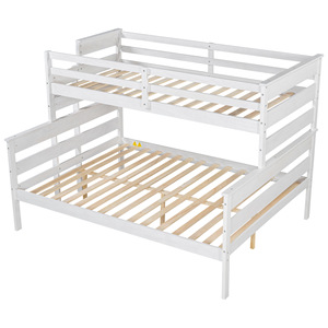 Lit superposé en bois massif blanc avec rangement pour chambre d'enfant, double usage - Product Image 5