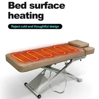Table de massage pliable en PVC avec chauffage, hauteur réglable, design incurvé pour salons de cils et de beauté, lit de beauté, mobilier de salon
