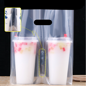 Logo personnalisé PE Plastique Thé au lait Sac d'emballage pour tasses simples et doubles Café Jus de boisson Porte-boisson pour supermarché - Product Image 6