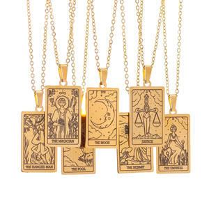 22 cartas de Tarot colgantes collar emperatriz estrella sol Luna muerte justicia el tonto colgantes con cadenas de acero inoxidable joyería de mujer - Product Image 1