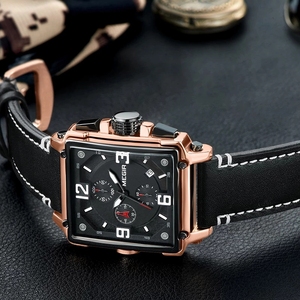 <span class=keywords><strong>Montre</strong></span> à quartz rectangulaire pour <span class=keywords><strong>homme</strong></span> <span class=keywords><strong>Megir</strong></span> 2061, chronographe sportif et élégant pour les affaires, bracelet en cuir, design simple, aiguille de 22 mm en alliage - Product Image 5
