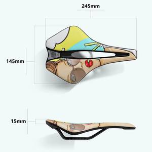 AmpsafeX CH-03 Selle de VTT large et confortable pour homme, absorption des chocs par ressort, cuir PU, creuse et respirante, motif dessin animé - Product Image 4