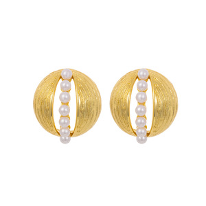 Boucles d'oreilles clous en perles dorées, forme ronde en U, minimalistes, bijoux pour femmes, collection Printemps 2025, origine Yiwu EDB-003 - Product Image 5