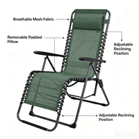 Nouveau design moderne, chaise longue zéro gravité imperméable, couleur unie, durable, hauteur réglable, pliable, portable, chaise longue de jardin