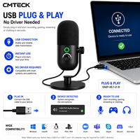 Microphones USB à condensateur professionnels CMTECK XM55 2026 avec réduction du bruit, micro cardioïde de bureau pour jeux et enregistrement