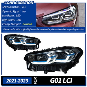 Faros Delanteros <span class=keywords><strong>para</strong></span> BMW X3 G01 G08 2018-2021, Conjunto <span class=keywords><strong>de</strong></span> Faros LED <span class=keywords><strong>con</strong></span> Lente, DRL, Señal <span class=keywords><strong>de</strong></span> Giro Secuencial, Estilo Láser - Product Image 5