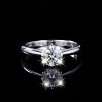 Bague pour femme en moissanite 1 carat couleur D, six griffes classiques, en argent 925, passe le test du stylo, pour fiançailles et mariage