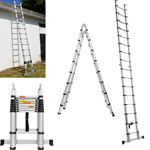 Échelle <span class=keywords><strong>télescopique</strong></span> en aluminium Mobile12,5 pieds (3,8 m) pliable en forme de A, échelle portable 6+6 marches, tabouret multi-usage - Product Image 3