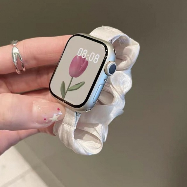 BEEFLYPOWER Fashion Scrunchie Watch Band Premium Satin Elastic Strap for Apple IWatch Series 11 10 9 8 SE Soft Silk Fabric Women