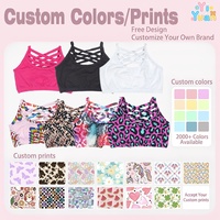 Sujetadores deportivos personalizados con estampados a color para niñas, tops cortos con diseño cruzado frontal, diseñados para niños activos, para danza, yoga y ropa deportiva.