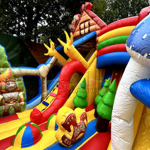 Aire de jeux gonflable outdoor bouncy castle with slide combo park bounce <b>house</b> <b>inflatable</b> kids fairytale playground - Product Image 4