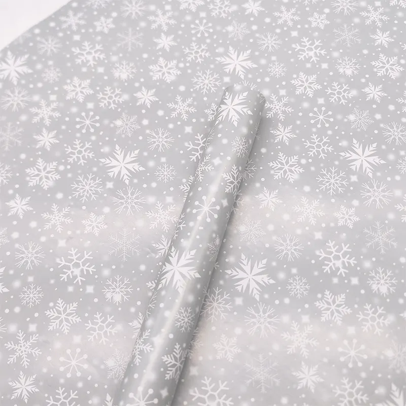 Lujo nevando impresión Feliz Navidad chocolate flor ropa regalo papel de regalo Navidad para embalaje