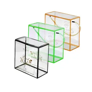 Scatola in PVC trasparente, Confezione regalo trasparente, Scatola quadrata di plastica per confezioni di torte alimentari, 4x4x2,5 pollici