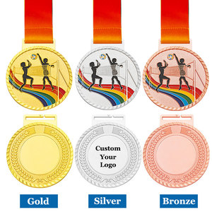 Medalla de maratón personalizada de aleación de zinc <span class=keywords><strong>con</strong></span> acabado en cobre antiguo, ecológica, <span class=keywords><strong>con</strong></span> serigrafía en blanco y cinta para deportes. - Product Image 2