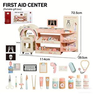 <span class=keywords><strong>Maison</strong></span> de jeu médicale en bois pour enfants - Ensemble de jouets de simulation de docteur, centre d'urgence hospitalier - Product Image 4
