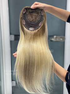 พร้อมส่งผมปิดด้านบนด้วยผ้าไหมฐานผมคนยุโรป16นิ้วไฮไลท์และสี Ombre # B2 - Product Image 4