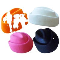 Chapeaux en feutre ou fedora 100% laine personnalisés, possibilité d'ajouter votre logo, chapeau d'hôtesse de l'air blanc uniforme, vente en gros