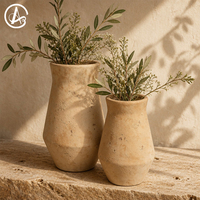Vase à fleurs en céramique vintage ARM LVG Wabi-Sabi, poterie rustique en terre cuite, pot à large ouverture, récipient floral, vases d'art antique