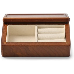 Solid Wood Jewelry Box <b>Ring</b> Earring <b>Storage</b> Rectangular Desktop Organizer Covered Compartments - Product Image 2