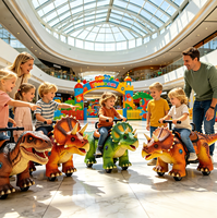 Manège Dinosaure en Silicone pour Fêtes de Noël, Utilisation Intérieure/Extérieure, Jardins Publics, Centres Commerciaux, Capacité de Charge 150kg, Sans Balais