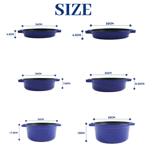 Ensemble de casseroles multifonctionnelles antiadhésives 3 <span class=keywords><strong>en</strong></span> 1, casseroles <span class=keywords><strong>en</strong></span> <span class=keywords><strong>fonte</strong></span> <span class=keywords><strong>émaillée</strong></span>, casserole peu profonde, faitout rond, 24 cm, 26 cm - Product Image 2