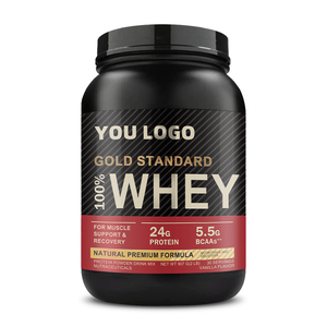 Proteína de Suero de Leche 100% Aislada al por Mayor, para Desarrollo Muscular, BCAAs 24g, Logotipo Personalizado, Sabor Vainilla, Batido de Proteínas 2lb, 30 Porciones - Product Image 1
