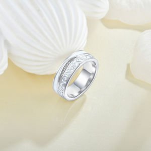 <span class=keywords><strong>Bague</strong></span> élégante d'inspiration vintage avec des motifs gravés délicats <span class=keywords><strong>Bague</strong></span> unisexe en argent sterling 925 - Product Image 2