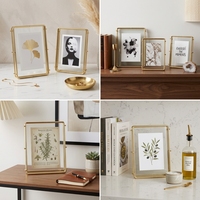 Marco de Fotos Metálico Dorado Geométrico Flotante con Moldura Decorativa para Mesa, Decoración del Hogar, Regalo, Venta al por Menor