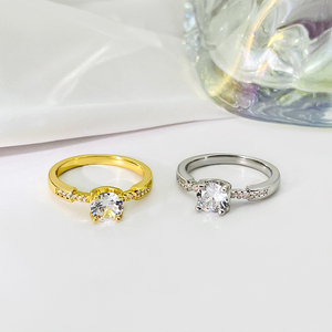 Custom Engagement <b>Rings</b> <b>Cubic</b> <b>Zirconia</b> Brass 18K Gold Plated <b>Rings</b> for Women - Product Image 4