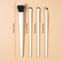 Set Kuas Makeup 4pcs Hot Design, Kuas Detail Mata, Foundation, Blush, Alis, Highlight, Bulu Sintetis, Kuas Blush Sudut