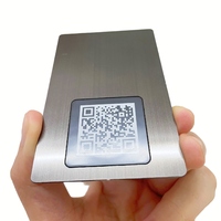 Carte de visite en métal NFC vierge, acier inoxydable, bricolage, blancs, carte à code QR, argent brossé, noir, impression laser, plaques de nom