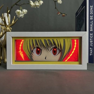 Attaque sur Titan <span class=keywords><strong>One</strong></span> Pieces <span class=keywords><strong>Luffy</strong></span> papier découpé au Laser Anime <span class=keywords><strong>cadre</strong></span> en bois pour décor de chambre Animation Lightbox Table Led veilleuse lampe - Product Image 3