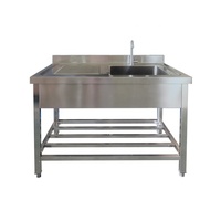Équipement de cuisine industriel Guanbai, évier en acier inoxydable robuste 201/304, table avec revêtement autonettoyant, autoportant