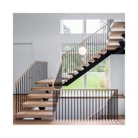 Escalier en colimaçon à balustrade simple CBMmart, balustrades en forme de L, poutres en carbone, design d'escalier
