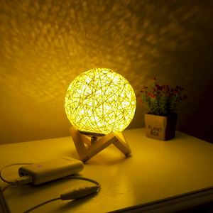 <span class=keywords><strong>Lampada</strong></span> a sfera in Rattan ispirata alla creatività con luce notturna a LED dimmerabile per luci soffuse per bambini da salotto romantica <span class=keywords><strong>lampada</strong></span> da tavolo - Product Image 4