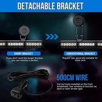 Luces Estroboscópicas Blancas y Azules para Parabrisas, 18W, 24 LED, 20 Modos, Luces de Advertencia de Seguridad Intermitentes, Barra de Luces Delantera/Trasera
