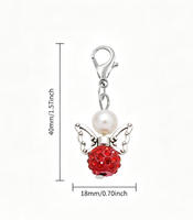 Porte-clés ange gardien en métal argenté avec boule en strass colorée et pendentif imitation perle, souvenirs et cadeaux pour baptême, mariage, fête