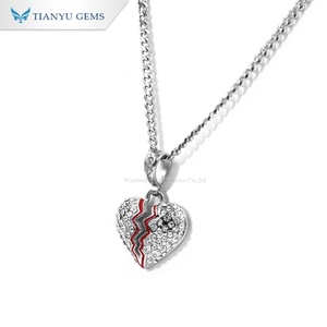 Tianyu Venta caliente Hombres Moissanite Collar Diseños de Corazón Roto Oro blanco Moissanite Diamante Colgante Collar - Product Image 2