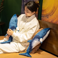 Peluche réaliste de baleine bleue, jouet en peluche doux et moelleux, poupée baleine, coussin long à câliner, oreiller océanique pour la décoration de chambre