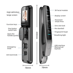 Bảo mật cao không dây tự động tuya <span class=keywords><strong>Wifi</strong></span> mật khẩu vân tay 3D mặt ID thông minh khóa cửa với máy ảnh - Product Image 6