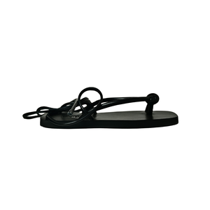 Sandalias de Playa de Verano Hechas a Mano con Cuero Vacuno Genuino, Correa Tejida con Nudos, Suela Delgada, Unisex, Color Negro - Product Image 2