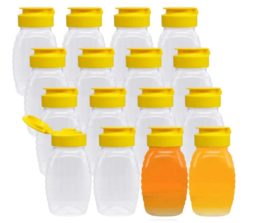 Melhor preço personalizado plástico pet bpa livre mel água squeeze garrafa com tampa flip top