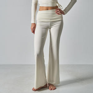 <span class=keywords><strong>Pantalon</strong></span> <span class=keywords><strong>évasé</strong></span> pliable doux et personnalisé Under Lulu pour <span class=keywords><strong>femme</strong></span>, en modal et élasthanne, coupe vintage slim taille haute, jambe large - Product Image 1