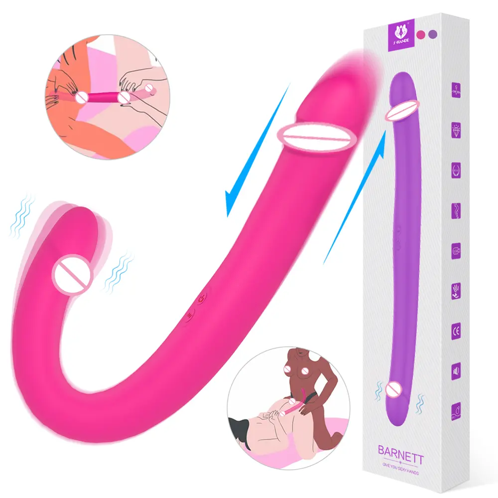 S-hande silicone strap on penis dupla cabeça vibrador dildo g spot vibrador clitóris duplo termina dildo sex toys para lésbicas