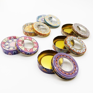 Bán buôn đa mô hình nhỏ rỗng kim loại nghệ tây hộp với cửa sổ vòng lưu trữ <span class=keywords><strong>container</strong></span> 1-3 gam nghệ tây <span class=keywords><strong>tin</strong></span> - Product Image 1